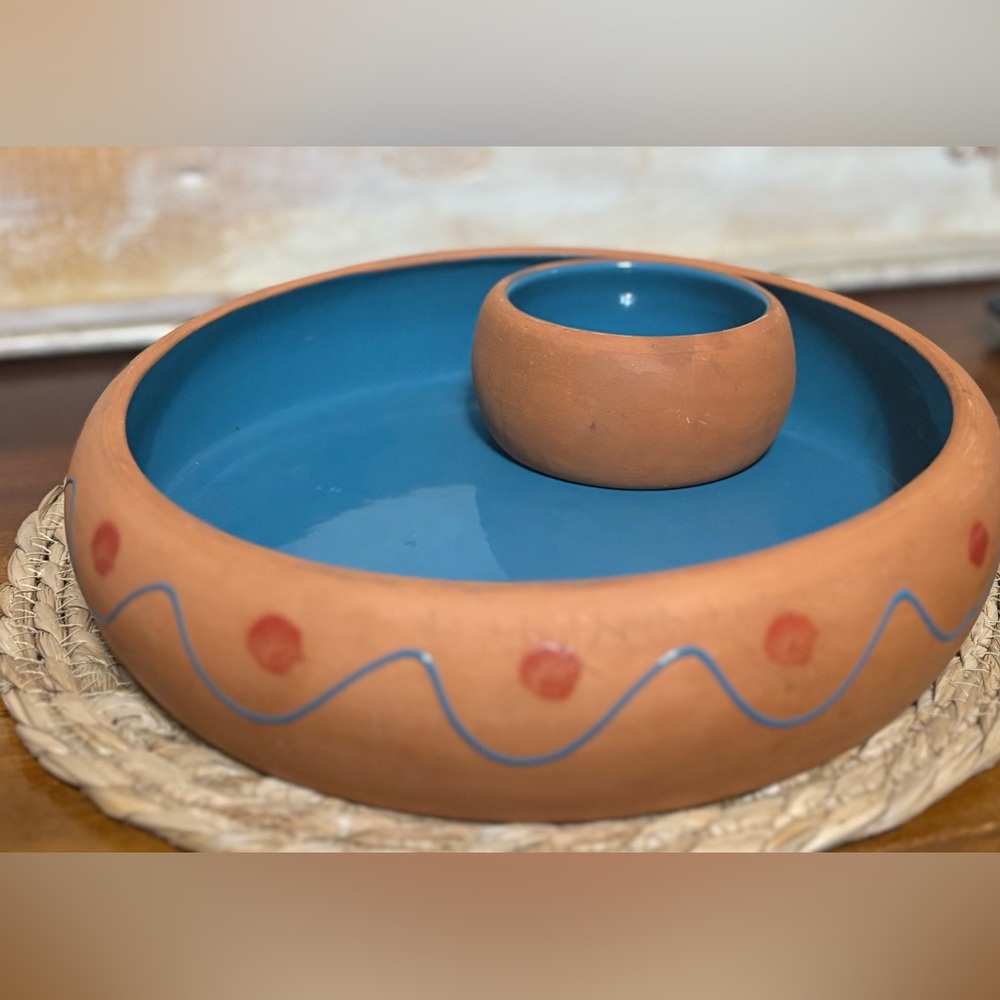2 / $30 Vintage Himark Terra Cotta Chips & Salsa Bowl - Made in Portugal‎